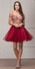 Main image of Spaghetti Straps Cold-shoulder Beaded Tulle short Prom Dress